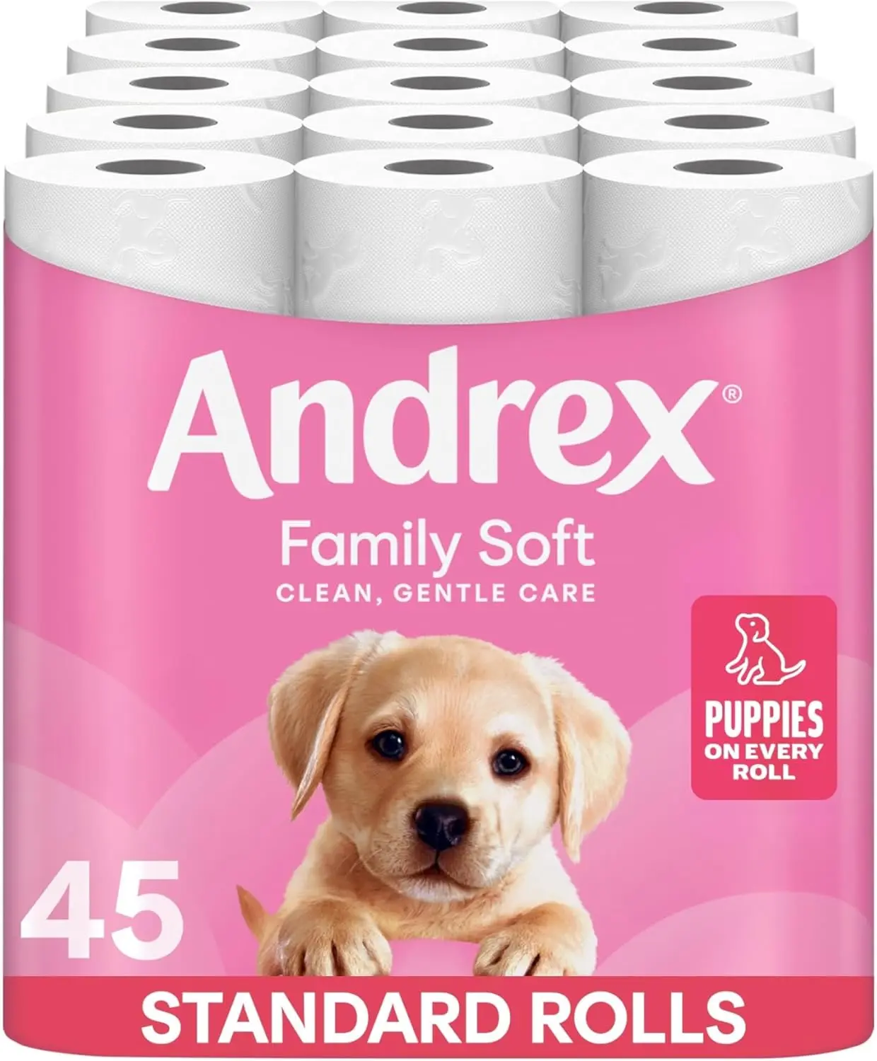 Andrex Family Soft Toilet Tissue 45 Rolls - FSC Certified, Gentle on Your Family's Skin - Wipes