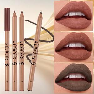 Long-Lasting Matte Lip Liner Set, 12-Piece Natural Wooden Lip Liner Pencils, Easy-Coloring Lip Liner, Suitable for All-Occasion Lip Makeup, Lip Liner Kit