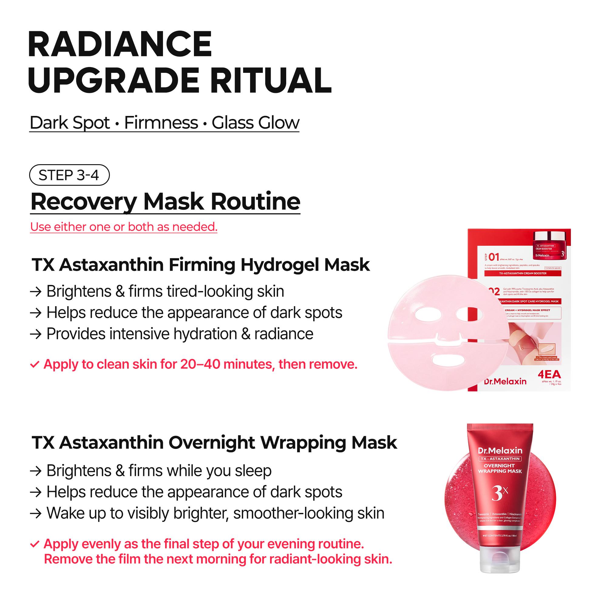 [Dr.Melaxin Official] TX Astaxanthin Radiance Upgrade Ritual Set | Cyano Pink Spicule Serum + Triple Brightening Jelly Serum + Hydrogel Mask + Overnight Wrapping Mask