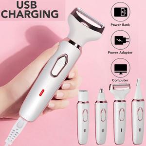Electric Lady Shaver Cordless Rechargeable Painless Razor Bikini Trimmer 4 in 1