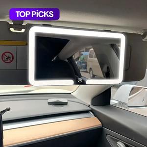 Car LED Makeup Mirror, Rechargeable Car Sun Visor Mirror, Dimmable Touchscreen Auto Vanity Mirror, Car Interior Accessories #TOP PICKS