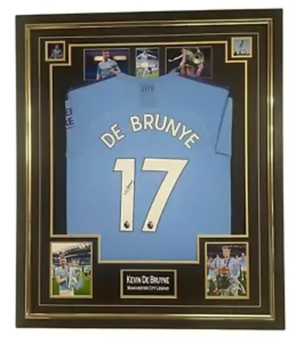 KEVIN DE BRUYNE of City Signed Shirt Autographed Jersey Display