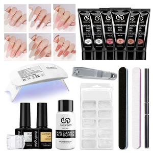6 Colors Poly Gel Nail Kit with U V Light, 16pcs/set Nail Extension Gel Design Kit, Nail Art & Nail Polish for Beginners