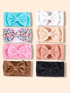 Cute Bow Decor Hair Bands for Baby Girls, Fashion Solid Color Headband for Daily Wear, Minimalist Headwear Suitable for Baby Daily Wear, Elastic Headbands