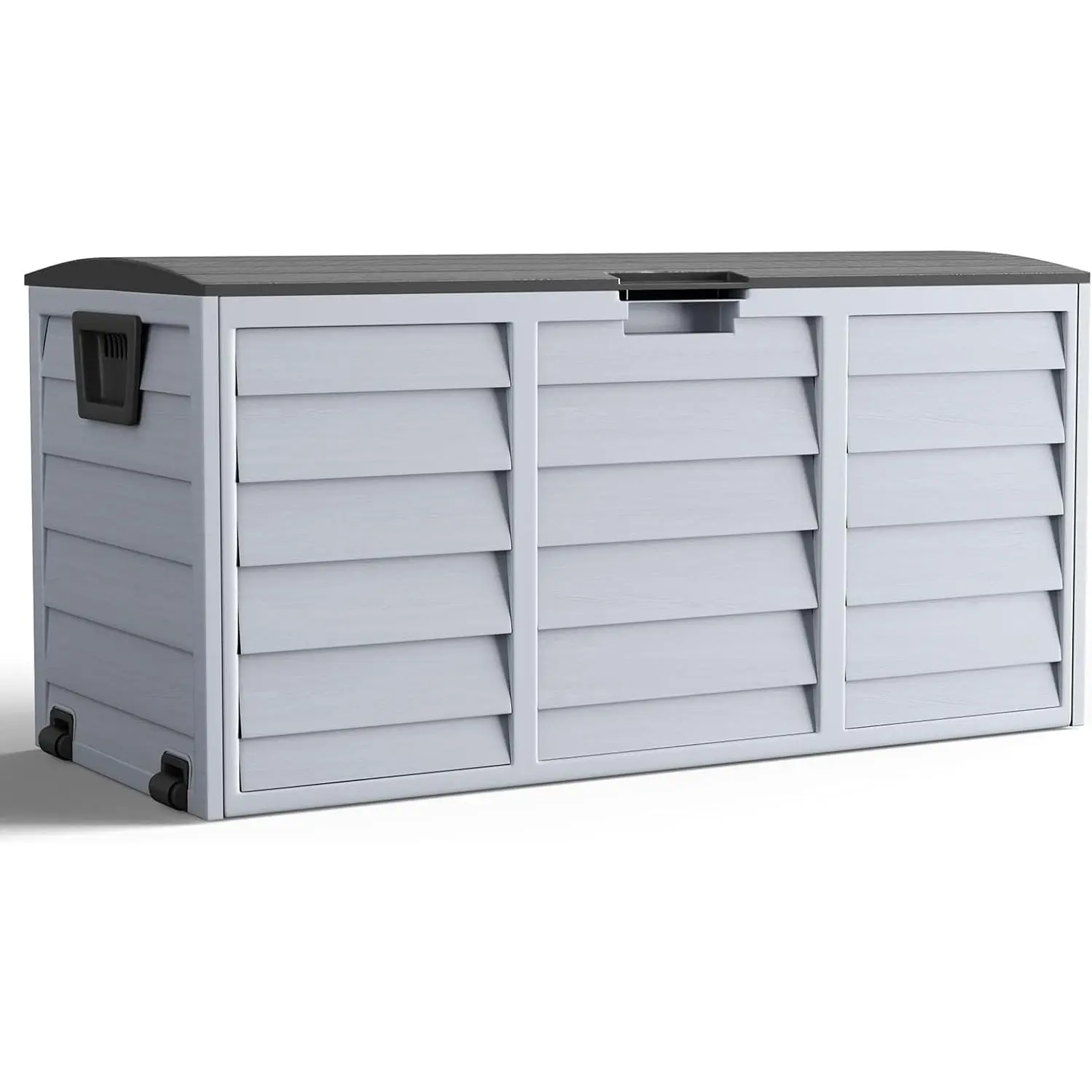 EAZILIFE 290L Garden Storage Box Outdoor Indoor Plastic Store Box Waterproof, Cushions, toys, DIY, 112x49x54 Grey