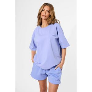 Kaiia Embossed Logo Oversized Tee Cornflower Blue