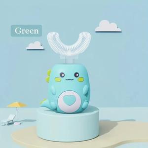 Cartoon Dinosaur Design Electric Toothbrush, 1 Count U Shaped Silicone Head Waterproof Rechargeable Toothbrush for Kids