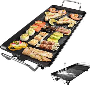 Electric Teppanyaki Grill Table,1500W Adjustable Temperature Control Size 48x27cm Electric BBQ Table Top Grill Non Stick Hot Plate For Indoor Cooking Steak BBQ Party Korean Barbecue