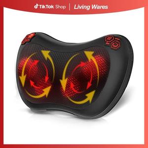 【Summer Sale】Neck and Back Massager Pillow with 3D Kneading and Heating - Electric  Cushion for Ultimate Comfort and Relaxation - Luxury, Relaxing, Free Shipping Over £40