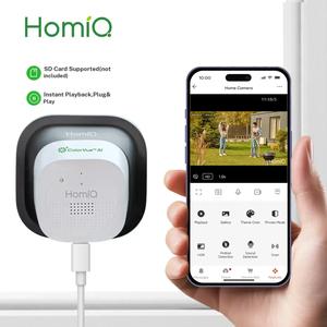 HomiQ AI Magnetic 2K 3MP Window Camera, supports 2.4GHz and 5GHz WiFi, home security camera with ColorVue AI full color night vision, alarm, and human motion detection, 24/7 recording, easy installation, cloud storage and SD card support