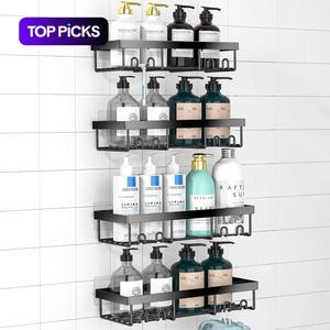 Bathroom Storage Rack, 4 Counts/set Adhesive Shower Organizer Shelves, Waterproof Bathroom Supplies, Shower Caddy, Room Decor, Home Decor, Bathroom Accessories, Room Decor