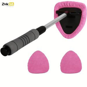 Windshield Cleaner Tool, Microfiber Car Window Cleaning Tool with 2 Cloth Pad Head, Auto Interior Exterior Glass Wiper Car Glass Cleaner Kit, Car Washing Kit, Car Detailing Accessories Products, Car Cleaning Supplies, Automotive Car Valeting Kit