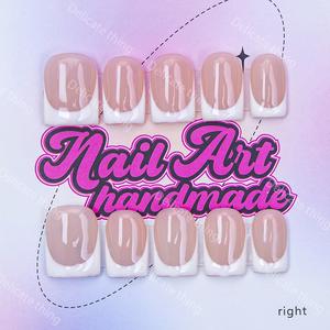 Delicatething Y2K Style Nail Set, Handmade French Design, Includes Jelly Glue, Crystal Stick, File, Perfect Gift for Women