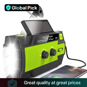 Emergency Crank Radio, 4000mAh Solar Hand Crank Radio, Portable AM/FM Weather Multifunctional Radio with 1W Flashlight & Motion Sensor Reading Lamp, SOS, Cell Phone Charger for Camping, Emergency