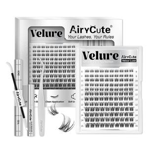 Velure | AiryCute Velour Luxe Collection Upgrade U Lashes with Ultra-Dense, Waterproof, Long-Lasting Lashes | Venus | Natural Daily | Beginner-Friendly DIY Lashes for a Flawless, Voluminous Look | Trendy & Must-Have Clusters