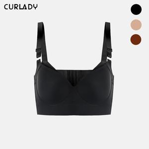 【Curlady】 Back Smoothing Bra PushUp Plus Size Bra HideBack Fat NoUnderwear Simple Wireless3/4Coverage Comfort Seamless Bra
