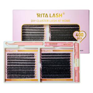 Mixed Length D Curl Cluster False Eyelashes with Lash Bond & Seal & Remover & Tweezers, 1 Box DIY Eyelash Extension Kit, Summer Makeup, Lash Clusters Kit, Hybrid Lash Set, Individual Lashes, Volume Lash Clusters, Volumelashes