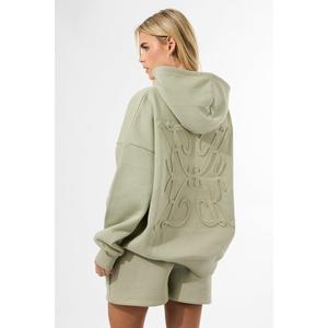 Kaiia Embossed Oversized Hoodie Sage