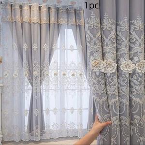 Luxury European Embroidered Blackout Curtains, UV Protection, Light Blocking, Bedroom Living Room Decor, Korean Style Drapes