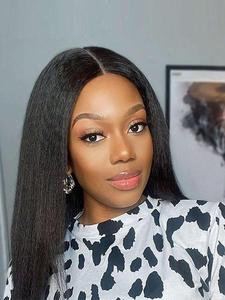 18 Inch Black Kinky Straight Wigs for Women, Gorgeous Fluffy Wigs without Bangs, Synthetic Full Machine Wigs for Party & Daily Use, Synthetic Hair, Machine Made Wigs
