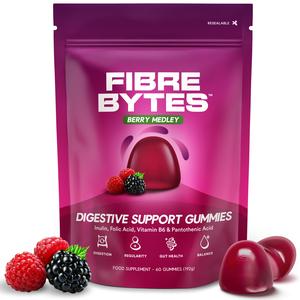 High Fibre Inulin Gummies | Daily, Gentle Support for Digestive Regularity & Balance | Berry Medley | Vegan, Natural, Low Sugar, with Prebiotic Inulin Fibre & B Vitamins | Superior to Powders & Tablets | 60 Gummies