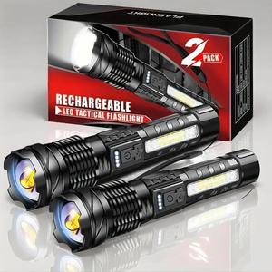 USB Flashlight, Portable High-lumen Flashlight, Waterproof Design Flashlight for Camping, Hiking, Fishing, Garden, Road and Garage Lighting, Tactical Light, Multifunctional Flashlight, Adjustable Tactical Flashlight, Rechargeable LED Flashlights