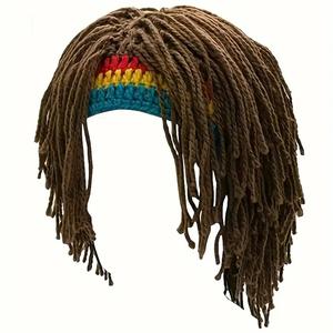 Trendy Vintage Hippie Hat Dreadlock Loc Cap with Vibrant Woven Wig, Cotton Rope Material, Perfect for Culture Parties, Funny Stage Performances, Photography Props