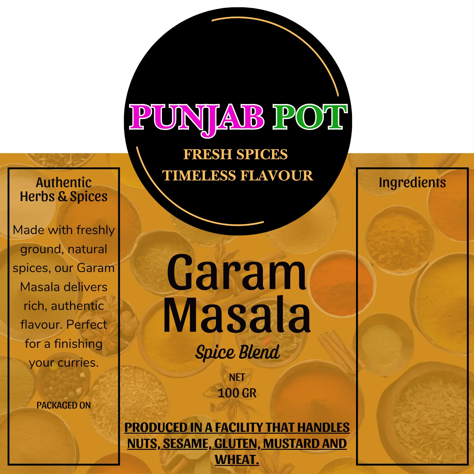 Punjab Pot Garam Masala Spice Blend - Authentic, No Additives Natural