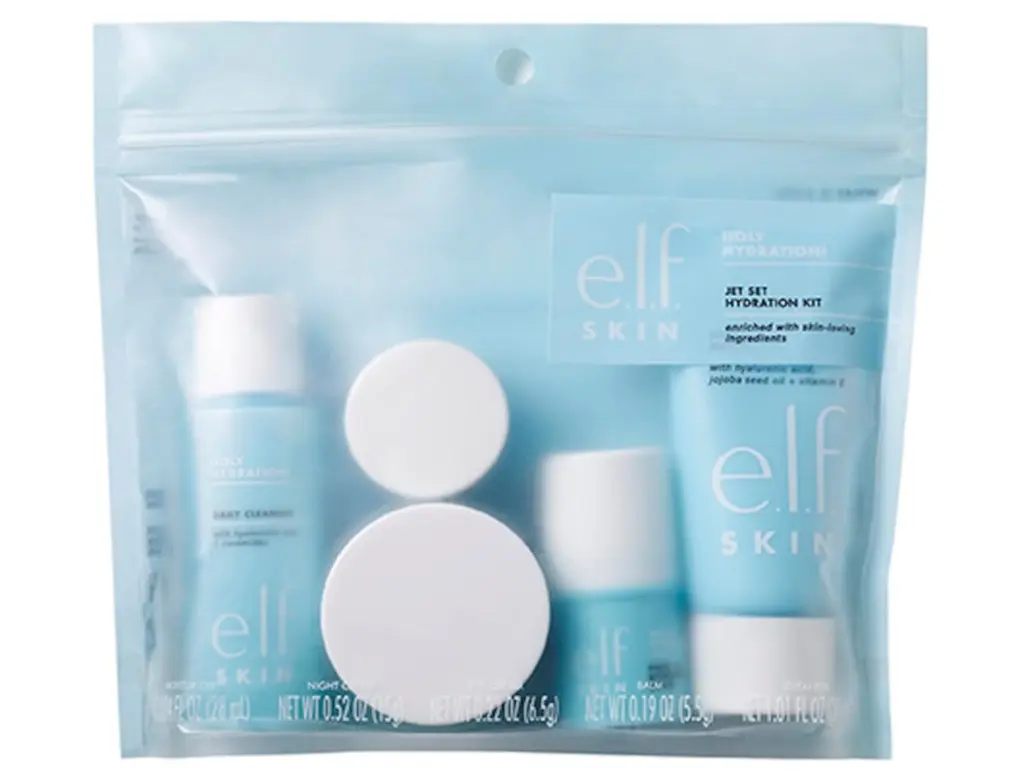 e.l.f. SKIN Jet Set Hydration Kit, Travel Friendly Hydrating Skincare Set, Face Cleanser, Balm, Moisturiser, Eye Cream and Night Cream, Vegan and Cruelty-Free elf skincare comfort