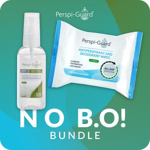 NO B.O! Bundle - Antiperspirant Spray & Deodorant Wipes for Long-Lasting Freshness - Perspi-Guard - 50ml NO SWEAT Spray & Sweat Wipes