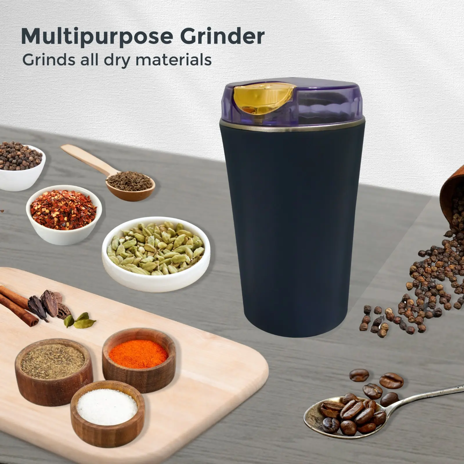 Professional Electric Coffee Grinder Machine with Durable Stainless Steel Blades - 4 Cups Capacity