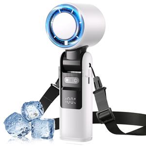 Portable Handheld Turbo Fan - 100 Gear High Speed 4000mAh Rechargeable Mini Personal Hand Fan with Ice Cooler & Flashlight, 3 IN 1 Hand Fans Battery Operated for Outdoor Activities, Travel, Beach, Handheld Usb Fan