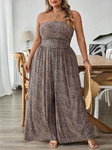 Women's Plus Size Tight Crop Top Romper, Animal Print Summer Casual Date Style, Comfortable and Stylish for Everyday Wear