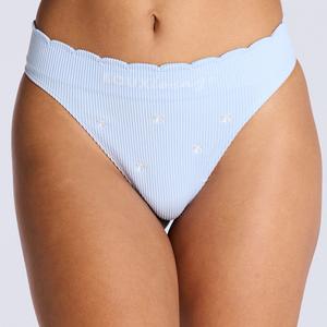 Boux Avenue Ribbed Seamless Bow Embroidered Thong Women's Soft Stretch Underwear