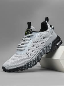 Men's Sporty Lace Up Front Breathable Mesh Sneakers, Casual Comfortable Non-slip Sports Running Shoes, Male All-match Round Toe Chunky Sneakers for Daily Life, Athletic Running Shoes