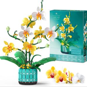 Orchid Flower Building Set, Stem Building Blocks, Orchid Bonsai Building Set, Creative Gifts for Adults and Children, Suitable for Office, Home Decoration Plant Collection