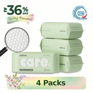 Unifree Disposable Face Towels – Ultra Soft Gentle Facial Towel for Skincare, Biodegradable Single-Use Towel, Wet and Dry for Personal Daily Routine
