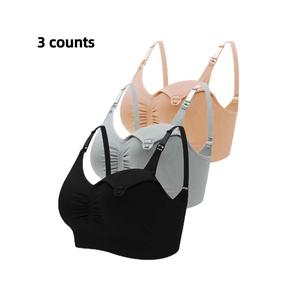 Solid Ruched Nursing Bra, Adjustable Straps Removable Bralette for Daily Wear, Summer Outfits 2024, Pregnancy Maternity Bra, Breastfeeding Bras, Maternity Bras for Women, Maternity Clothes, Gift for Women