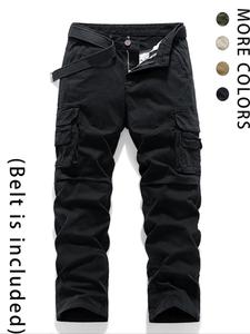 Men's Solid Flap Pocket Cargo Pants, Regular Fit Casual Fashion Comfy Trousers for Daily Wear, Casual Streetwear Trousers, Men's Bottoms for All Seasons