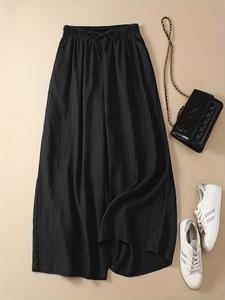 Women's Solid Color Wide Leg Pants, Casual Comfy Trousers for Daily Wear, Ladies Bottoms for All Seasons, Loose Wideleg Trousers for Women