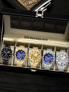 Men's Business Fashion Analog Quartz Watch, with Box, Fashion Watch Set for Party, Daily Decor, Trendy All-match & Exquisite Watch Set for Birthday Gift