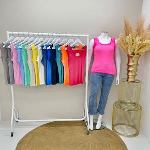 VIRGO BOUTIQUEtilda - Super Stretch Ribbed Frill Trim Vest