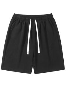Men's Solid Zipper Pocket Sweatshorts, Regular Fit Casual Comfy Breathable Shorts for Summer, Men's Bottoms for Daily Wear