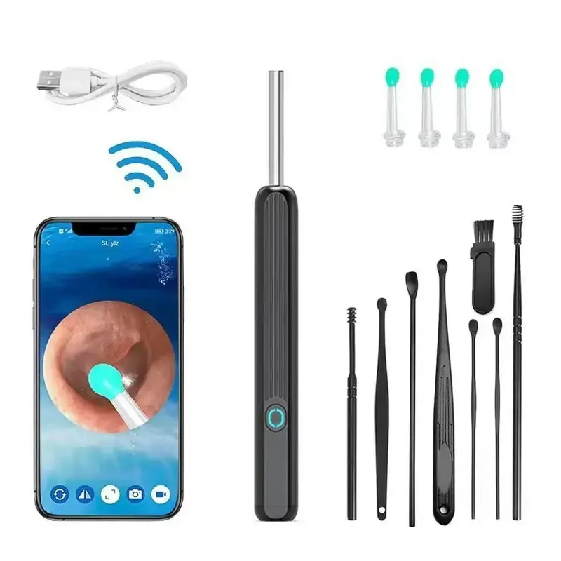 Earwax Removal Tool Set with Camera - Portable 360° Wide Angle Ear Cleaner with Type-C Charging Function, Waterproof Endoscopic Ear Cleaning Tool for iPhone and Android Phones, Gift Set