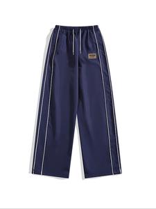 Men's Letter Patched Side Stripe Wide Leg Pants, Loose Casual Comfy Breathable Trousers for Summer, Men's Bottoms for Daily Wear