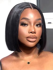 Short Bob Wig, T Part Lace Front Wigs, 150% Density Human Hair Wigs, Straight Hair Natural Color for Women & Girls Daily Party