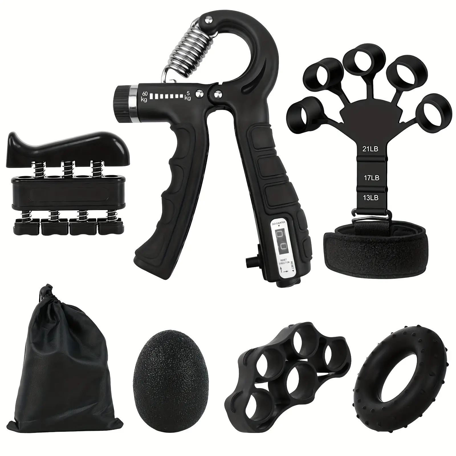 6pcs/set Hand Grip Strengthener Kit, Adjustable Hand Gripper, Forearm Strengthener, Hand Exercise Ball, Silicone Rings, Fingers & Forearms Trainer