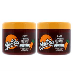 Malibu Fast Tanning Bronzing Butter 300ml | Beta Carotene & Coconut Oil | Summer Holiday Body Sun Care | Water Resistant Moisturiser for Glowing Skin
