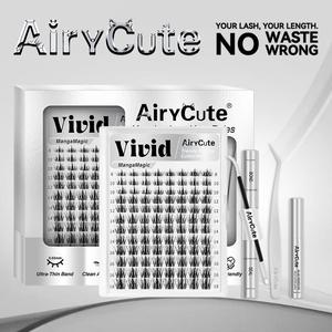 Vivid | AiryCute Stunning Everyday Manga Inspiration | Elevate your Gaze | Luxury Manga Effect | Feather-Light, Waterproof, Long-Lasting Lashes | Fashion Wet Look | Beginner-Friendly DIY Lashes, Voluminous, Salon Quality | Lightweight and Comfortable