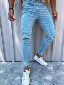 Men's Ripped Pocket Jeans, Casual Comfy Denim Jeans for Daily Wear, Fashion Men's Bottoms for All Seasons, Cotton